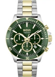 Hugo Boss Troper Chronograph Green Dial Two Tone Steel Strap Watch for Men - 1514154 Authentic Buy Shop Now