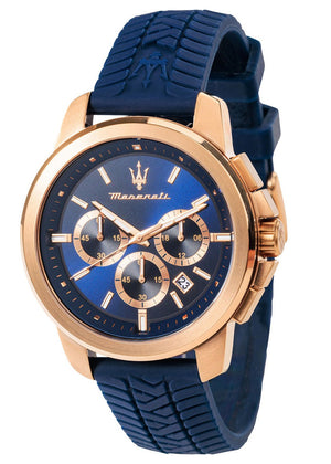 Maserati Successo Chronograph Blue Dial Blue Silicone Strap Watch for Men - R8871621034 Authentic Buy Shop Now