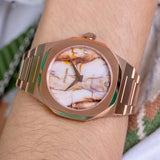 D1 Milano Ultra Thin Marble Dial Rose Gold Steel Strap Watch for Women - D1-UTBL14 Authentic Buy Shop Now