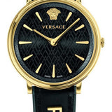 Versace V Circulus Quartz Black Dial Black Leather Strap Watch for Women - VBP12017 Buy Now By Versace