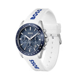 Hugo Boss Strike Chronograph Blue Dial White Rubber Strap Watch for Men - 1514238 Authentic Buy Shop Now