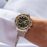 Emporio Armani Sea Explorer Chronograph Green Dial Two Tone Steel Strap Watch for Men - AR11586 Buy Now By Emporio Armani