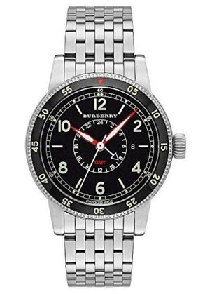 Burberry Utilitarian GMT Black Dial Silver Steel Strap Watch for Men - BU7866 Authentic Buy Shop Now