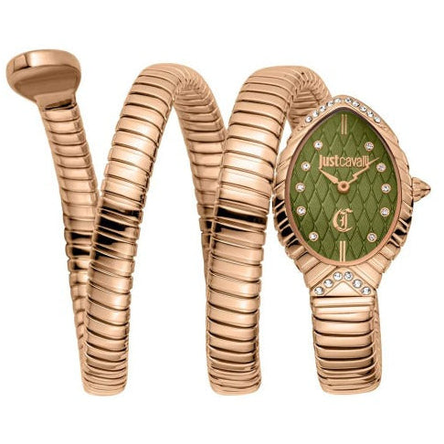 Just Cavalli Specchio Green Dial Rose Gold Steel Strap Watch for Women - JC1L323M0045 Authentic Buy Shop Now