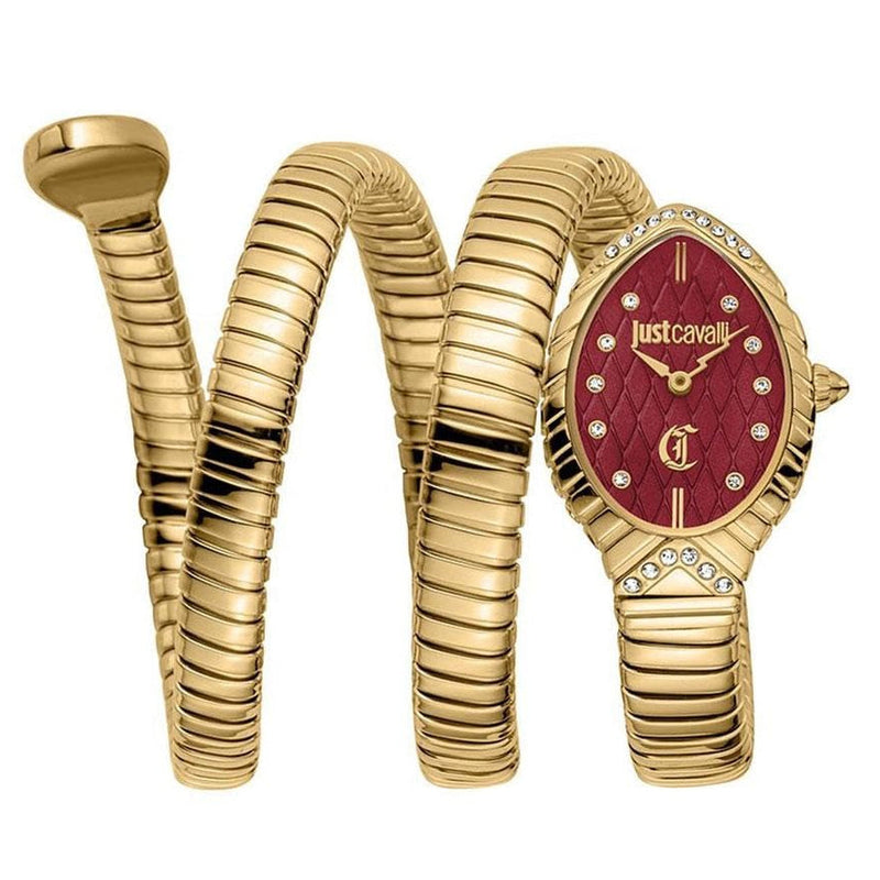 Just Cavalli Specchio Red Dial Gold Steel Strap Watch for Women - JC1L323M0035 Authentic Buy Shop Now