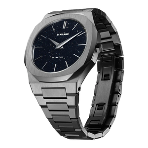 D1 Milano Ultra Thin Aventurine Black Dial Silver Steel Strap Watch for Men - D1-UTBJ29 Authentic Buy Shop Now