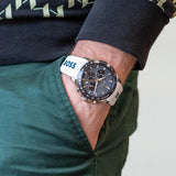 Hugo Boss Strike Chronograph Blue Dial White Rubber Strap Watch for Men - 1514238 Authentic Buy Shop Now