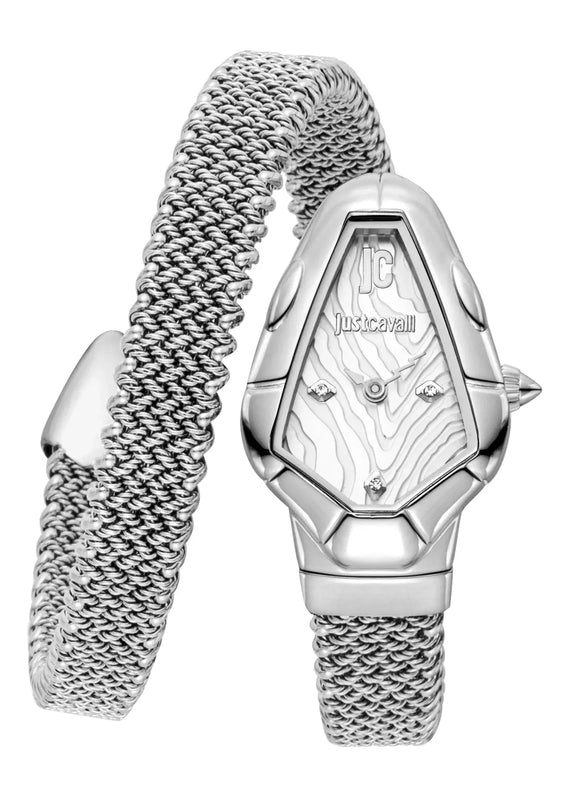 Just Cavalli Fiamma Silver Dial Silver Steel Strap Watch for Women - JC1L426M0015 Authentic Buy Shop Now