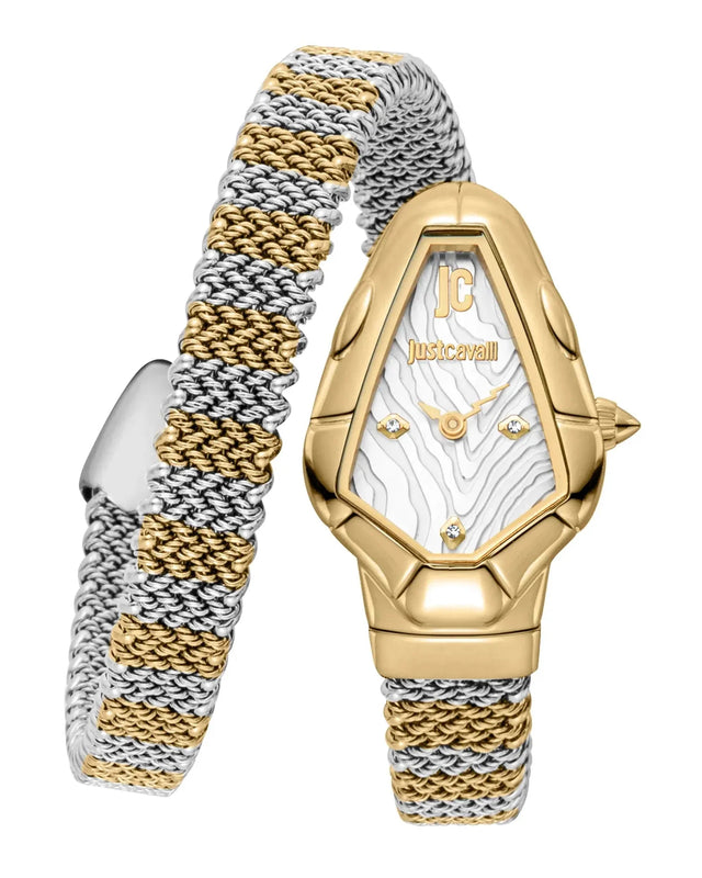Just Cavalli Fiamma Silver Dial Two Tone Steel Strap Watch for Women - JC1L426M0055 Authentic Buy Shop Now
