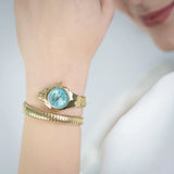 Just Cavalli Fiore Turquoise Dial Gold Steel Strap Watch for Women - JC1L354M0035 Authentic Buy Shop Now