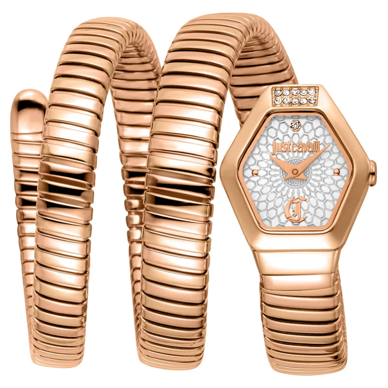 Just Cavalli Romina Silver Dial Rose Gold Steel Strap Watch for Women - JC1L395M0045 Authentic Buy Shop Now
