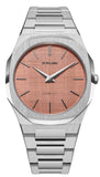 D1 Milano Ultra Thin Salmon Pink Dial Silver Steel Strap Watch for Men - D1-UTBJ26 Authentic Buy Shop Now