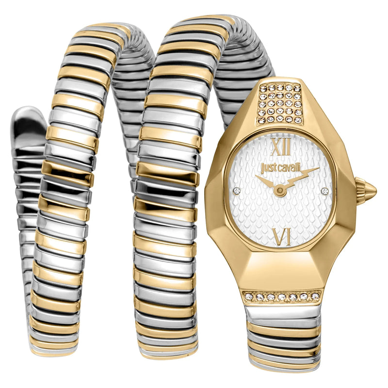 Just Cavalli Lunara Silver Dial Two Tone Steel Strap Watch for Women - JC1L397M0065 Authentic Buy Shop Now