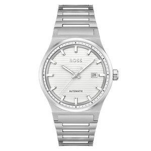 Hugo Boss Candor Automatic White Dial Silver Steel Strap Watch for Men - 1514186 Authentic Buy Shop Now