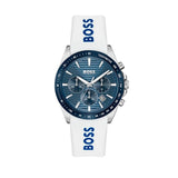 Hugo Boss Strike Chronograph Blue Dial White Rubber Strap Watch for Men - 1514238 Authentic Buy Shop Now