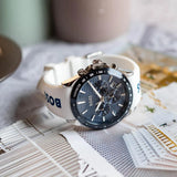 Hugo Boss Strike Chronograph Blue Dial White Rubber Strap Watch for Men - 1514238 Authentic Buy Shop Now