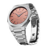 D1 Milano Ultra Thin Salmon Pink Dial Silver Steel Strap Watch for Men - D1-UTBJ26 Authentic Buy Shop Now