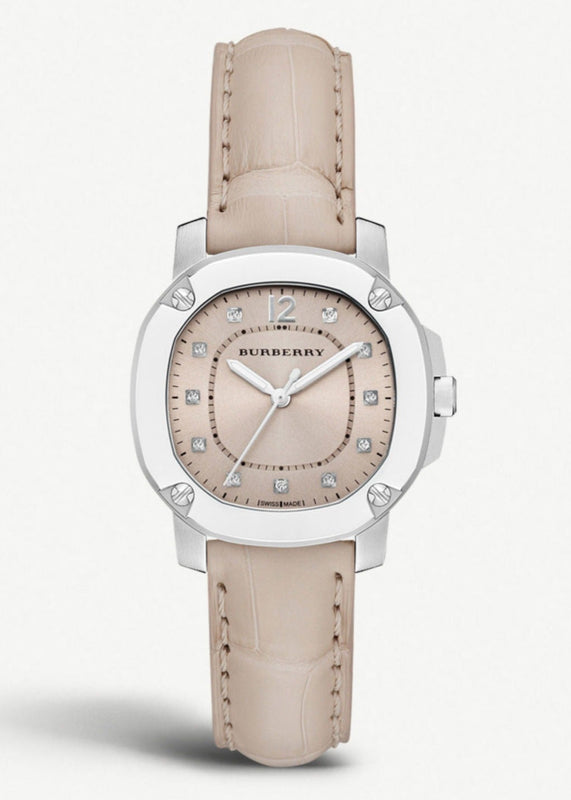 Burberry The Britain Diamonds Pink Dial Pink Leather Strap Watch for Women - BBY1802 Authentic Buy Shop Now