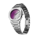D1 Milano Ultra Thin Solar Sync Purple Dial Silver Steel Strap Watch for Women - D1-UTBL36 Authentic Buy Shop Now