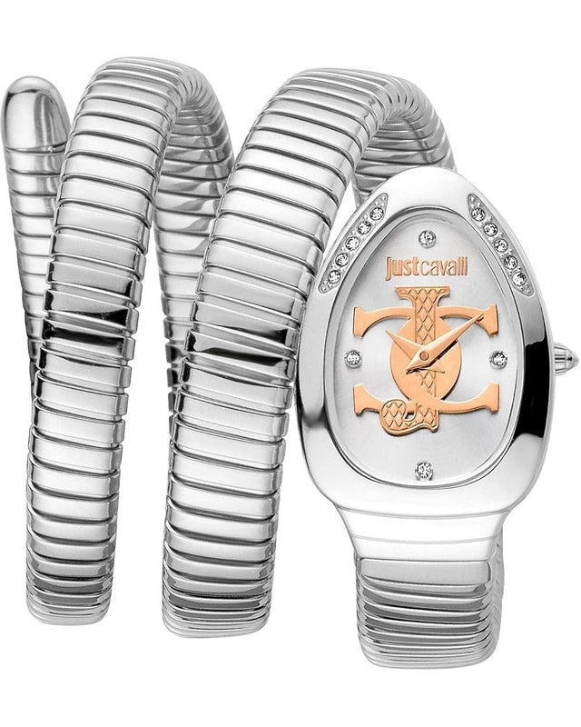 Just Cavalli Glam Evo 5 Silver Dial Silver Steel Strap Watch for Women - JC1L228M0015 Authentic Buy Shop Now
