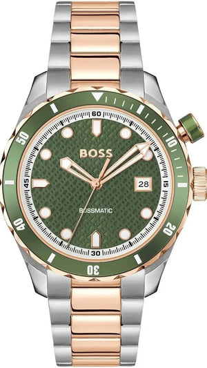 Hugo Boss Bossmatic Automatic Green Dial Two Tone Steel Strap Watch for Men - 1514181 Authentic Buy Shop Now