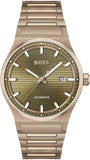 Hugo Boss Candor Automatic Olive Green Dial Brown Steel Strap Watch for Men - 1514184 Authentic Buy Shop Now