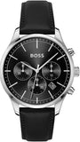 Hugo Boss Avery Chronograph Black Dial Black Leatherr Strap Watch for Men - 1514211 Authentic Buy Shop Now