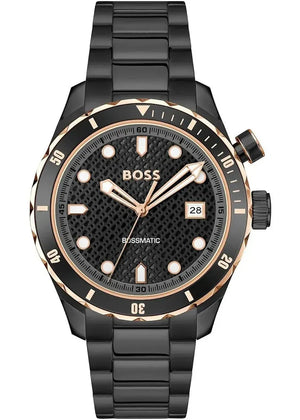 Hugo Boss Bossmatic Automatic Black Dial Black Steel Strap Watch for Men - 1514215 Authentic Buy Shop Now