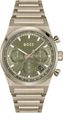 Hugo Boss Candor Chronograph Green Dial Brown Steel Strap Watch for Men - 1514222 Authentic Buy Shop Now