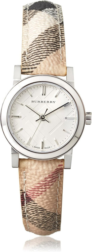 Burberry The City Silver Dial Multicolor Haymarket Leather Strap Watch for Women - BU9222 Authentic Buy Shop Now