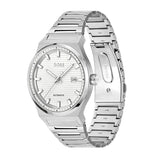 Hugo Boss Candor Automatic White Dial Silver Steel Strap Watch for Men - 1514186 Authentic Buy Shop Now