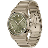 Hugo Boss Candor Chronograph Green Dial Brown Steel Strap Watch for Men - 1514222 Authentic Buy Shop Now