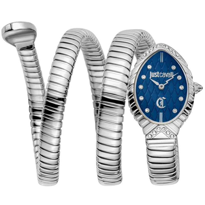 Just Cavalli Specchio Blue Dial Silver Steel Strap Watch for Women - JC1L323M0015 Authentic Buy Shop Now