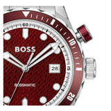 Hugo Boss Bossmatic Automatic Red Dial Silver Steel Strap Watch for Men - 1514179 Authentic Buy Shop Now