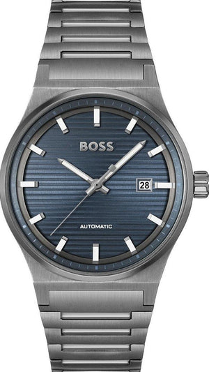 Hugo Boss Candor Automatic Blue Dial Grey Steel Strap Watch for Men - 1514119 Authentic Buy Shop Now