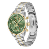 Hugo Boss Grand Tour Chronograph Green Dial Two Tone Steel Strap Watch for Women - 1502766 Authentic Buy Shop Now