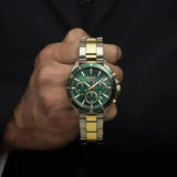 Hugo Boss Troper Chronograph Green Dial Two Tone Steel Strap Watch for Men - 1514154 Authentic Buy Shop Now