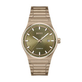 Hugo Boss Candor Automatic Olive Green Dial Brown Steel Strap Watch for Men - 1514184 Authentic Buy Shop Now