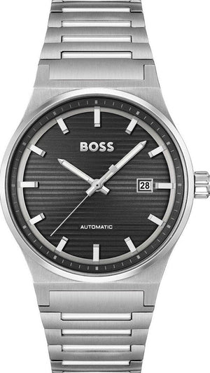 Hugo Boss Candor Automatic Black Dial Silver Steel Strap Watch for Men - 1514117 Authentic Buy Shop Now