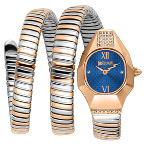 Just Cavalli Lunara Blue Dial Two Tone Steel Strap Watch for Women - JC1L397M0085 Authentic Buy Shop Now