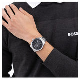 Hugo Boss Grand Prix Chronograph Black Dial Silver Steel Strap Watch for Men - 1514251 Buy Now By Hugo Boss