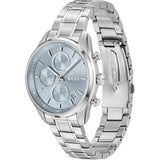 Hugo Boss Grand Tour Chronograph Ice Blue Dial Silver Steel Strap Watch for Women - 1502767 Authentic Buy Shop Now