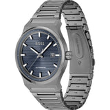 Hugo Boss Candor Automatic Blue Dial Grey Steel Strap Watch for Men - 1514119 Authentic Buy Shop Now