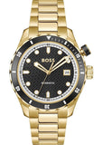 Hugo Boss Bossmatic Automatic Black Dial Gold Steel Strap Watch for Men - 1514180 Authentic Buy Shop Now
