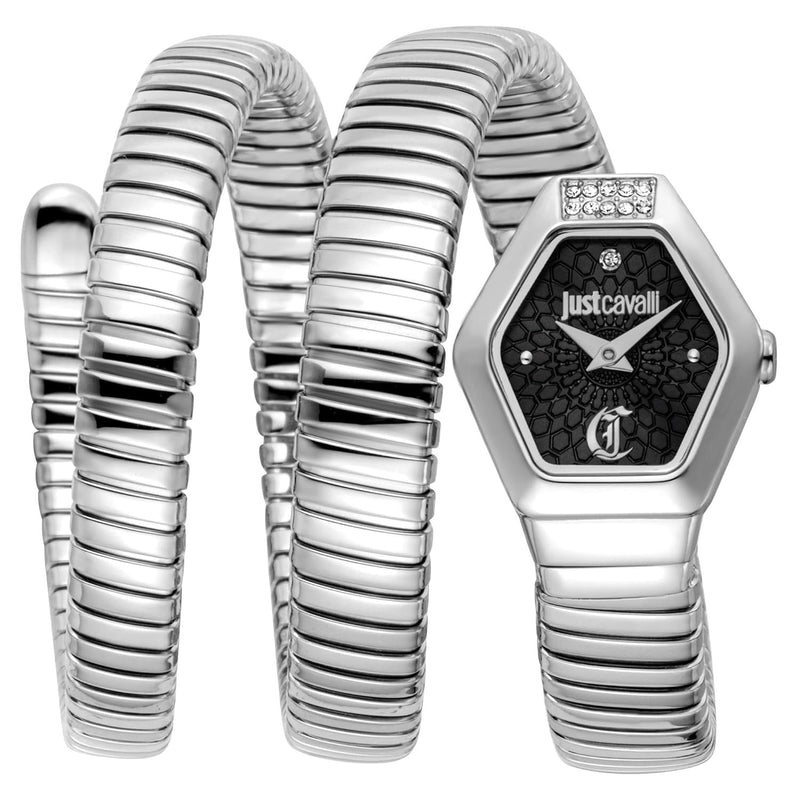 Just Cavalli Romina Black Dial Silver Steel Strap Watch for Women - JC1L395M0015 Authentic Buy Shop Now