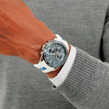 Hugo Boss Strike Chronograph Blue Dial White Rubber Strap Watch for Men - 1514238 Authentic Buy Shop Now