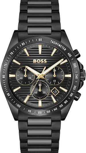 Hugo Boss Strike Chronograph Black Dial Black Steel Strap Watch for Men - 1514291 Buy Now By Hugo Boss
