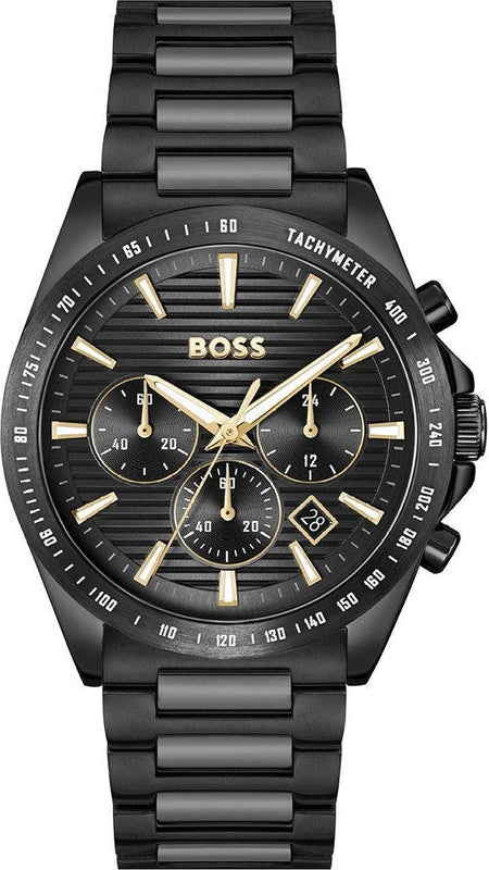 Hugo Boss Strike Chronograph Black Dial Black Steel Strap Watch for Men - 1514291 Buy Now By Hugo Boss