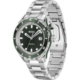 Hugo Boss Bossmatic Automatic Green Dial Silver Steel Strap Watch for Men - 1514178 Authentic Buy Shop Now