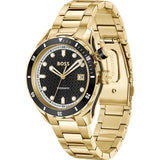 Hugo Boss Bossmatic Automatic Black Dial Gold Steel Strap Watch for Men - 1514180 Authentic Buy Shop Now